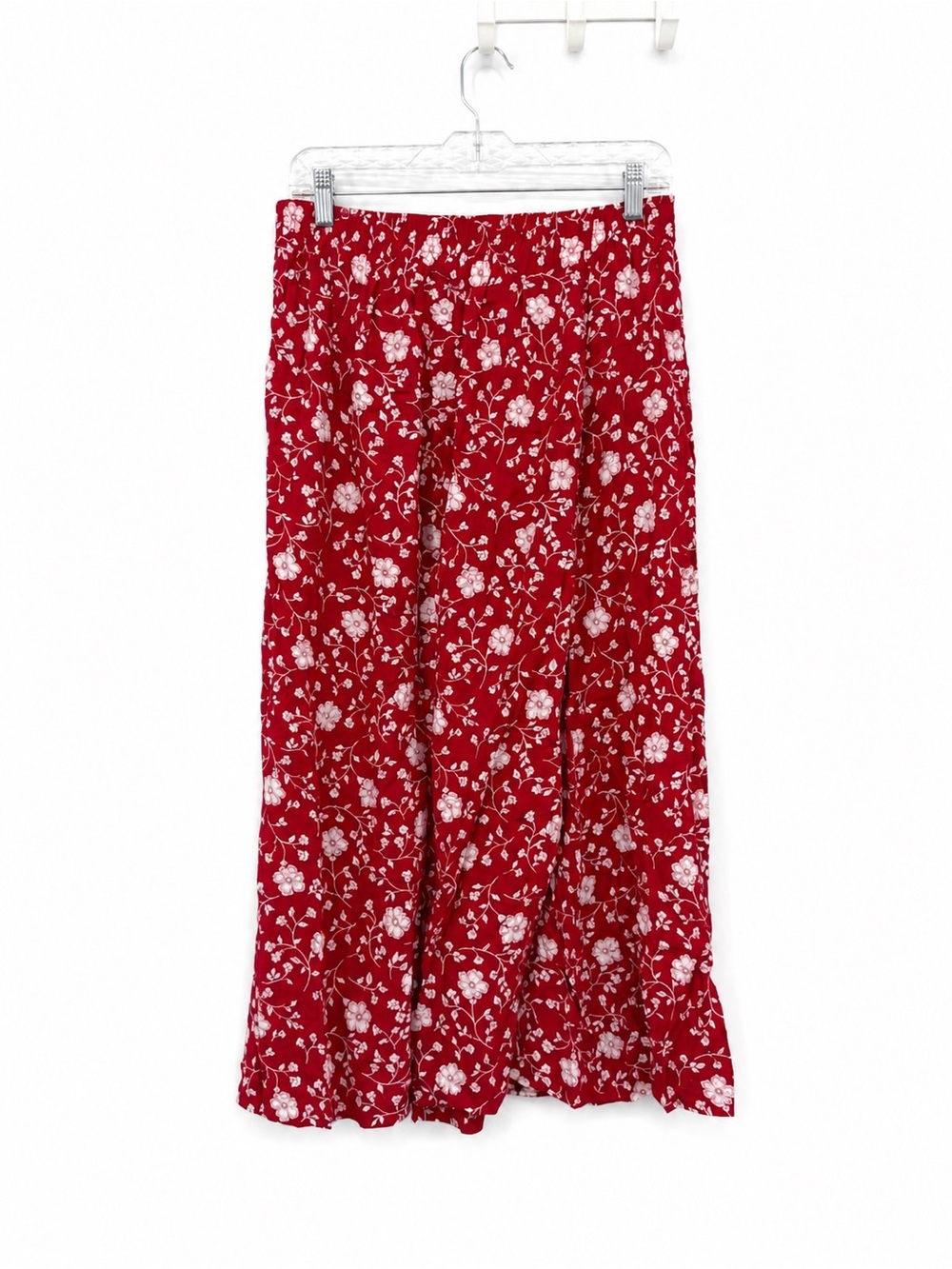 Blair Boutique Vintage Red Floral A-Line Midi Skirt Size Medium Rayon